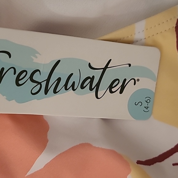 FRESHWATER WOMENS HIGH LEG HIGH WAIST PEACH FLORAL BATHING SUIT BOTTOMS SMALL - Picture 4 of 12